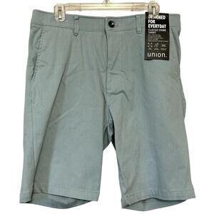 Union Men's Blue/Green Chino Twill Shorts Comfort Flex 30 NWT